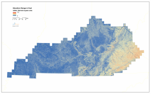 Elevation range in feet within an area 164-foot square