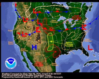 Current forecast map for Today.