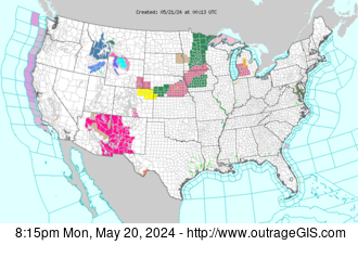 Current National Weather Service watches and warnings.
