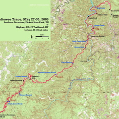 Map with 3 camps, 4 days and 45-50 miles