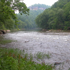 Down the Big South River with Angel Falls Overlook (south). 