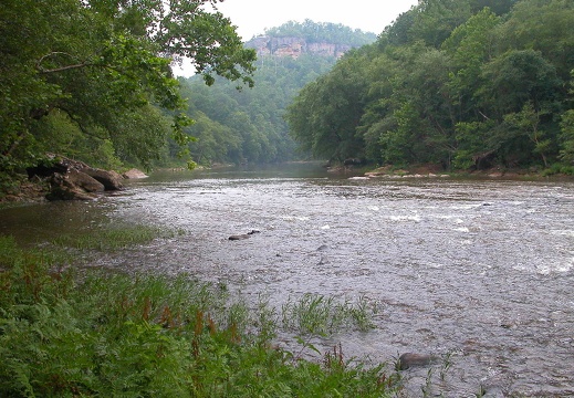 Down the Big South River with Angel Falls Overlook (south). 