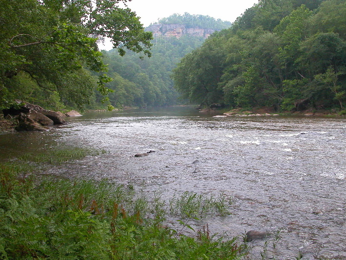 Down the Big South River with Angel Falls Overlook (south). 