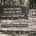 Stone &amp; wood sign: Red River Gorge Geological Area