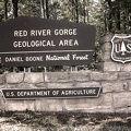 Stone & wood sign: Red River Gorge Geological Area