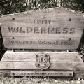 Carved wood sign: Clifty Wilderness Area