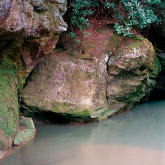 Creek with sand bank and deep pool