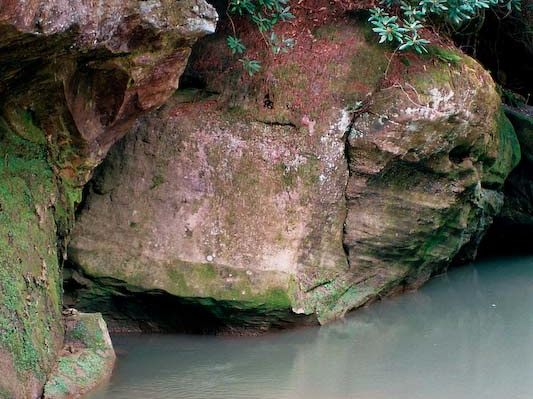 Creek with sand bank and deep pool