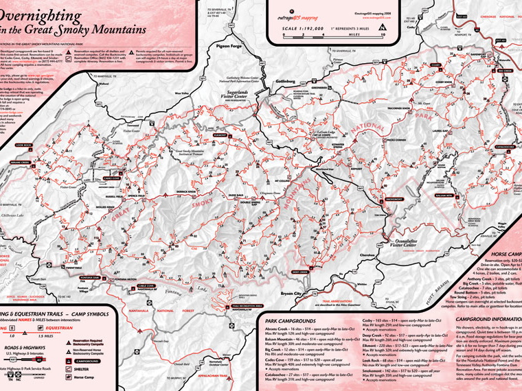 Overnighting in the Great Smokies locator map