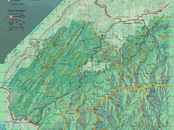 Western Section of the Great Smokies trail map