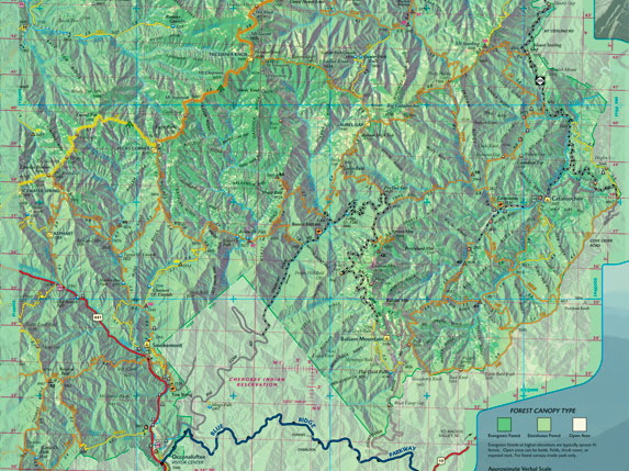 Eastern Section of the Great Smokies trail map