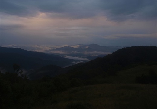 Evening glow from sunset illuminated clouds