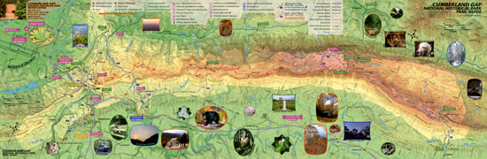 11&quot; x 34&quot; inch spread of the entire park at 1:32,000 scale. Map is divided into two 11&quot;x17&quot;