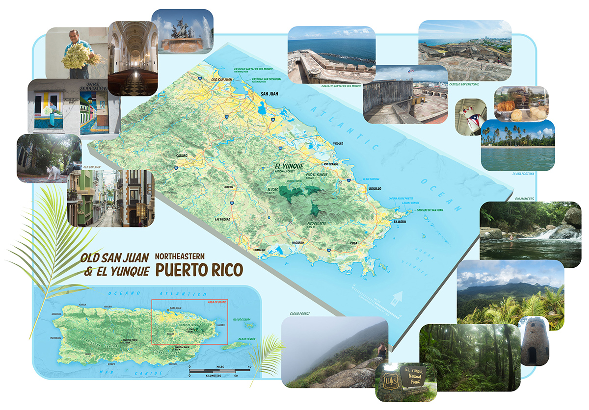Old San Juan and El Yunque Puerto - PostcardFromPuertoRicoMap 