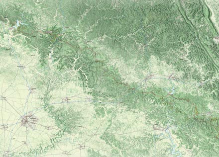 Big 3D map of the entire Sheltowee Trace, 2011. In draft and yes it is rotated so that north is to the left.