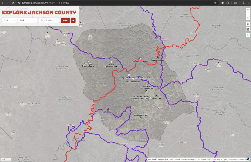 Screenshot of web map