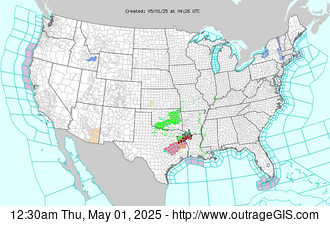 Current National Weather Service watches and warnings.